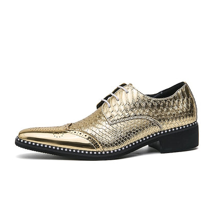 Faux Shiny Men's – Metallic Gold Shoes Oxford