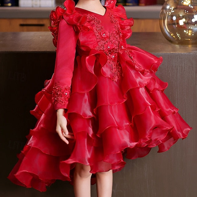 Kids Wedding Long Dress Special Flower Girls' Party Sleeve