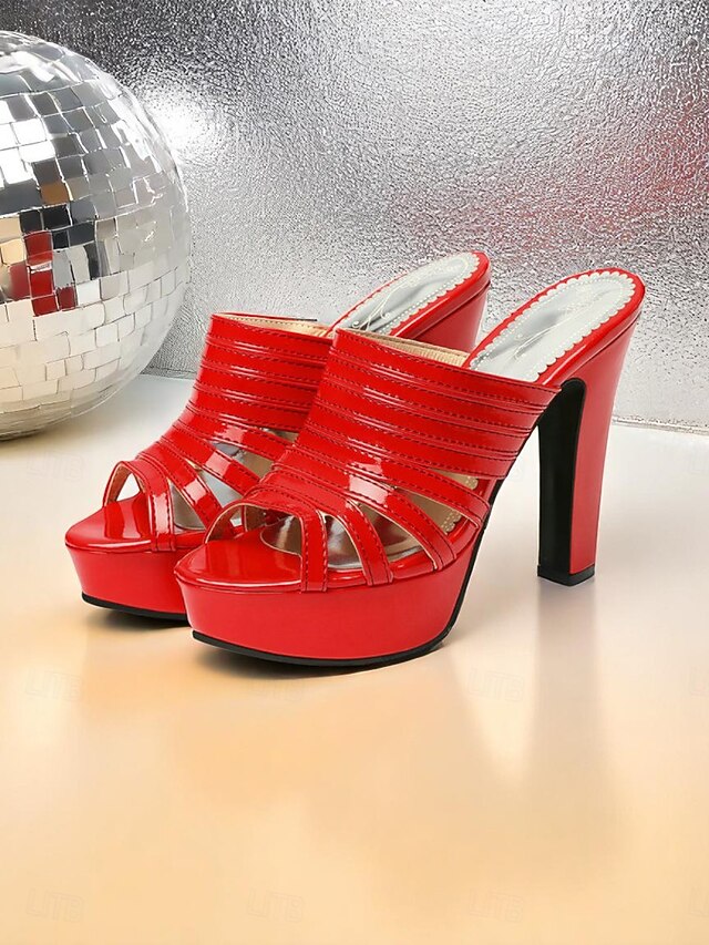 White Open-Toe Mule Women's Strappy Heels - Platform