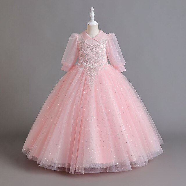 Flower Party Color Girls' Dress Girl Solid Half Kids
