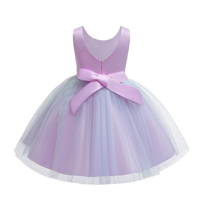 Purple Floral Blue Party Lace Girls' Dress Blushing Kids