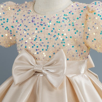 Wedding Short Sleeve Sequin Girls' Dress Toddler Party