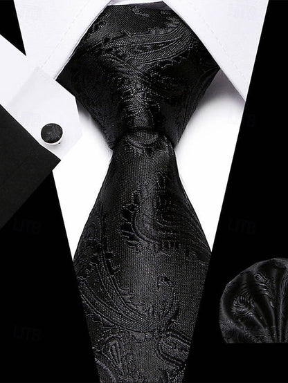 Men's Silk Checkered Square and Set Pocket Purple Tie –