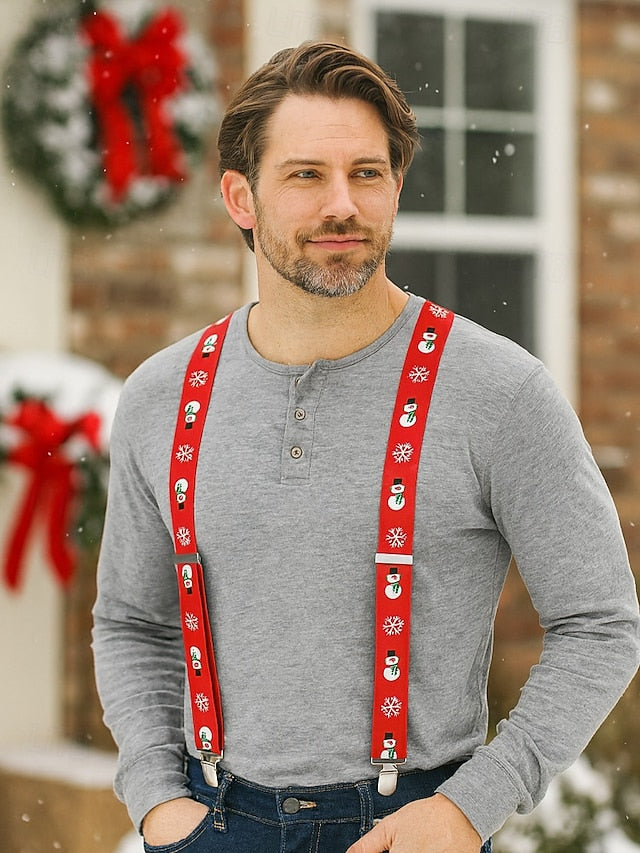 Christmas Men's Suspenders Snowman with