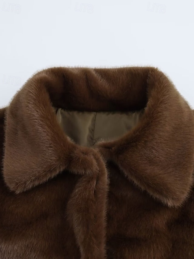 Women's Comfortable Buttons Fur Coat Warm Teddy Faux