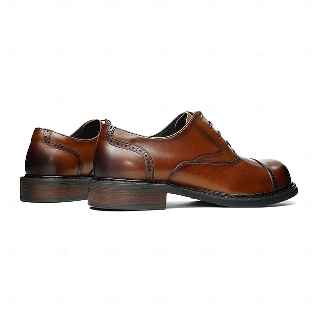 Cap Men's Leather Shoes- Toe First Genuine Oxford