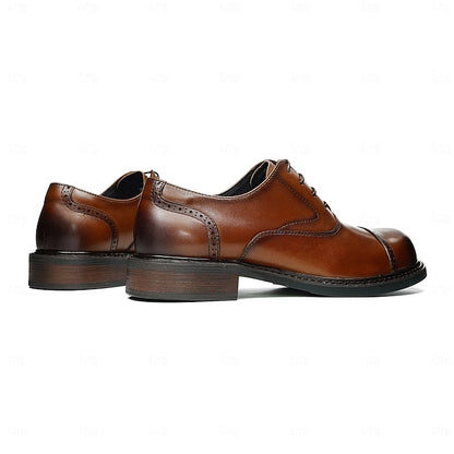 Cap Men's Leather Shoes- Toe First Genuine Oxford