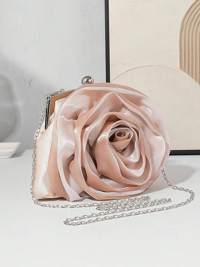 Flower Evening Elegant Satin – Women's Purse Rose Clutch