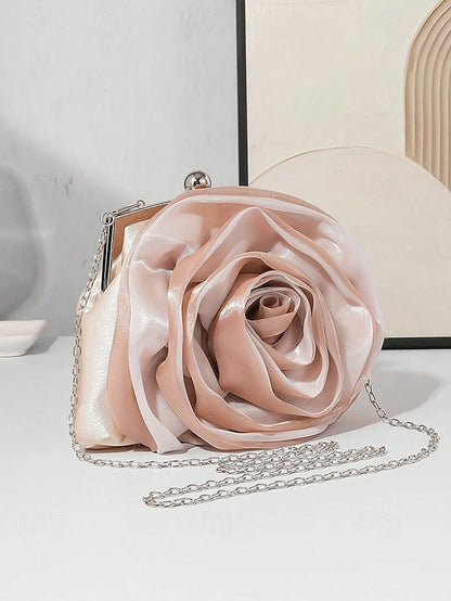 Flower Evening Elegant Satin – Women's Purse Rose Clutch