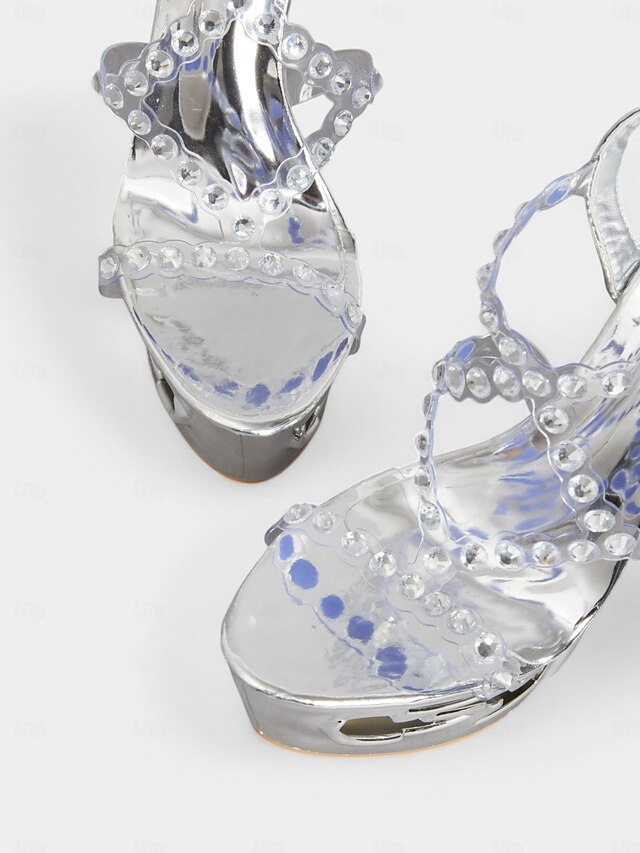 Silver Women – Rhinestone for Elegant Sandals Stiletto Dance
