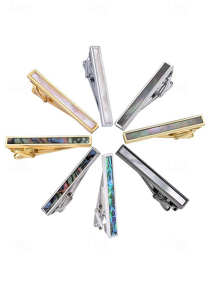 tie of pearl mother Men's with inlaid clip brass and