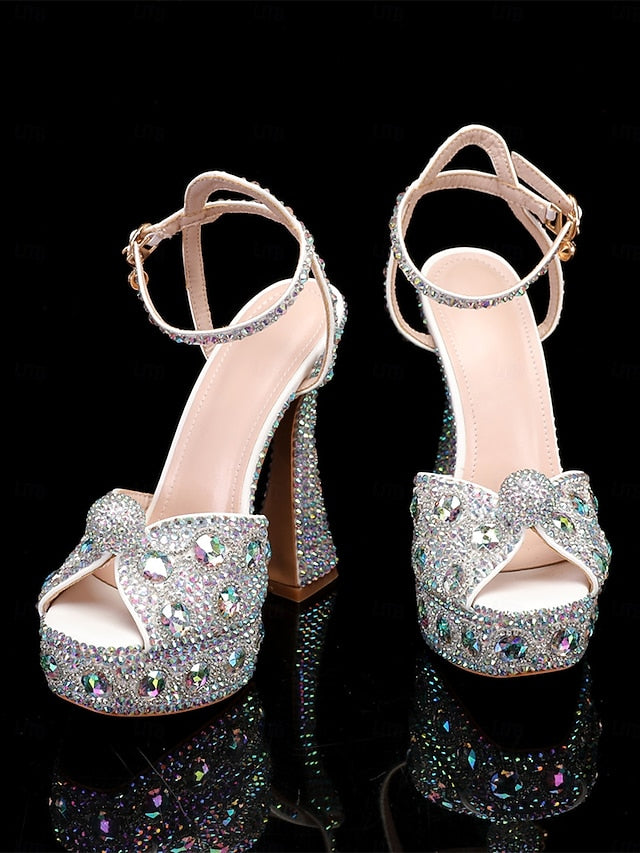 Crystal-Embellished Platform Sandals with Women's Glamorous