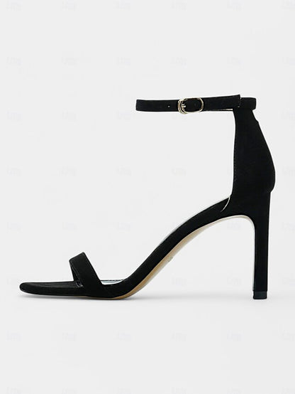 Strap for Open-Toe Stiletto Ankle Elegant Women Sandals Black -