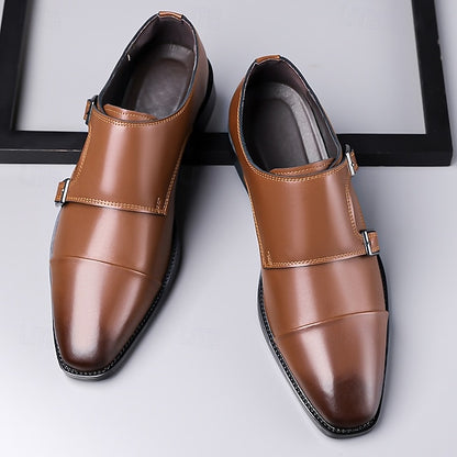 Double Elegant Shoes Monk Leather Strap Men's –