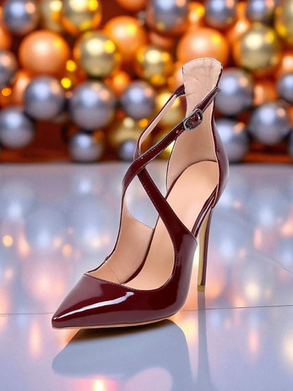 Heels Stiletto - Purple Patent Strappy Women's Leather