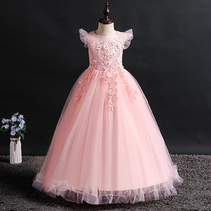 Flower Girl Sleeveless Kids Girls' Jacquard Dress