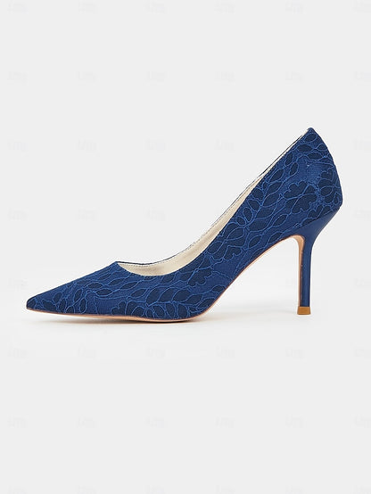 Heels Pointed-Toe - Women's Lace-Embroidered Stiletto