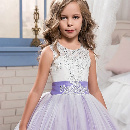 Sleeveless Girl Girls' Kids Wedding Dress Flower