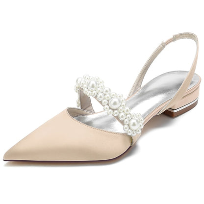 Pearl with Shoes Satin Women's Elegant White