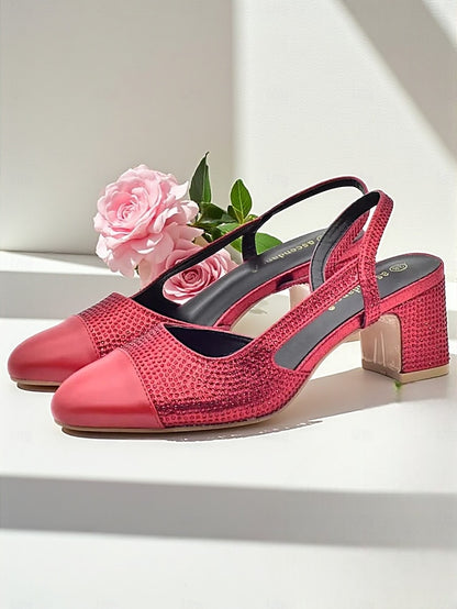 Heel Women's Gold Clutch Block - Sandals Matching and Set