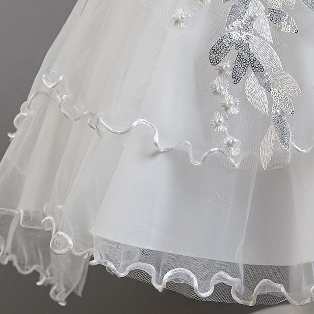 Party Sleeve Short Flower Girls' Kids Wedding Floral Dress