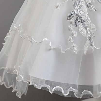 Party Sleeve Short Flower Girls' Kids Wedding Floral Dress