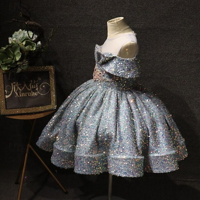 Dress Color Party Sleeve Kids Short Girls' Solid