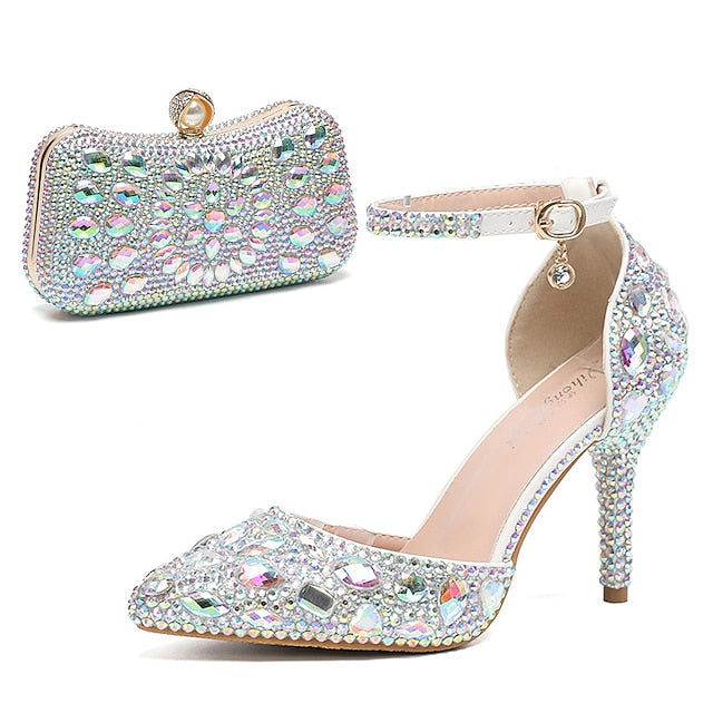 Rhinestone Women's with Heel High Shoes Wedding Multicolor