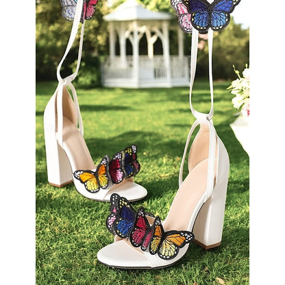 for Sandals Butterfly Black High Women – Heel Embellished