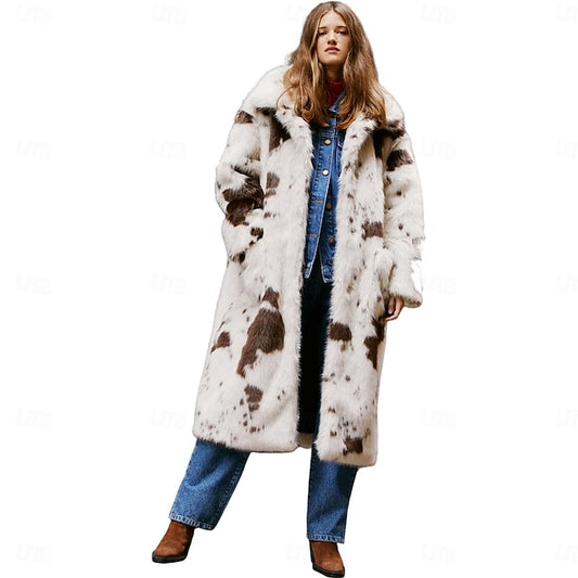 Coat Elegant Fur Women's Comfortable Knitting Faux Warm