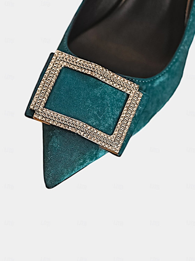 Pointed – Heels Buckle Toe Champagne Elegant Women's