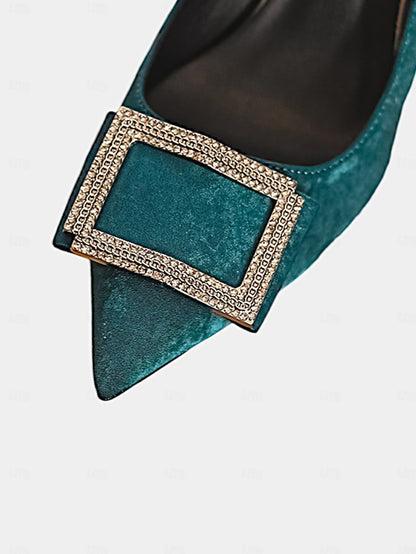 Pointed – Heels Buckle Toe Champagne Elegant Women's