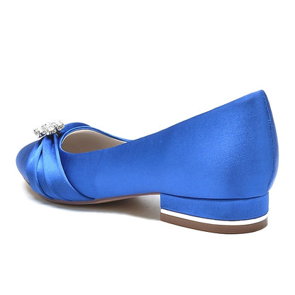 with Satin Light Flats Women's Wedding Rhinestone Blue