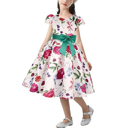 Kids Dress Floral Girls' Sleeve Short Party Flower