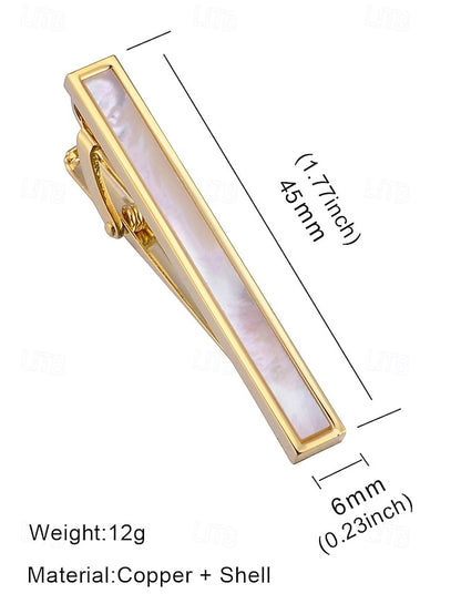 tie of pearl mother Men's with inlaid clip brass and