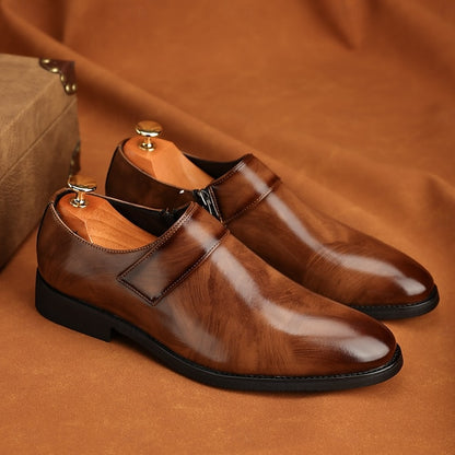 Business Shoes Brown Loafers Slip-On Leather Men's