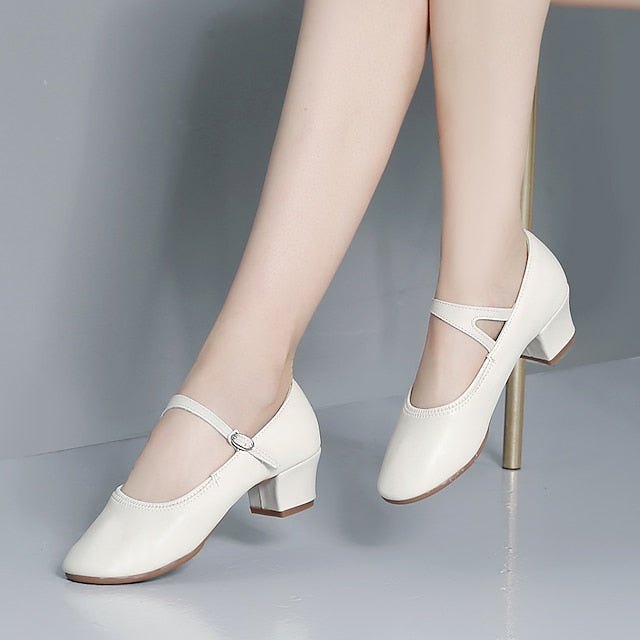 Heel Women's Jane Buckle Mary Shoes Gold Low Dance with