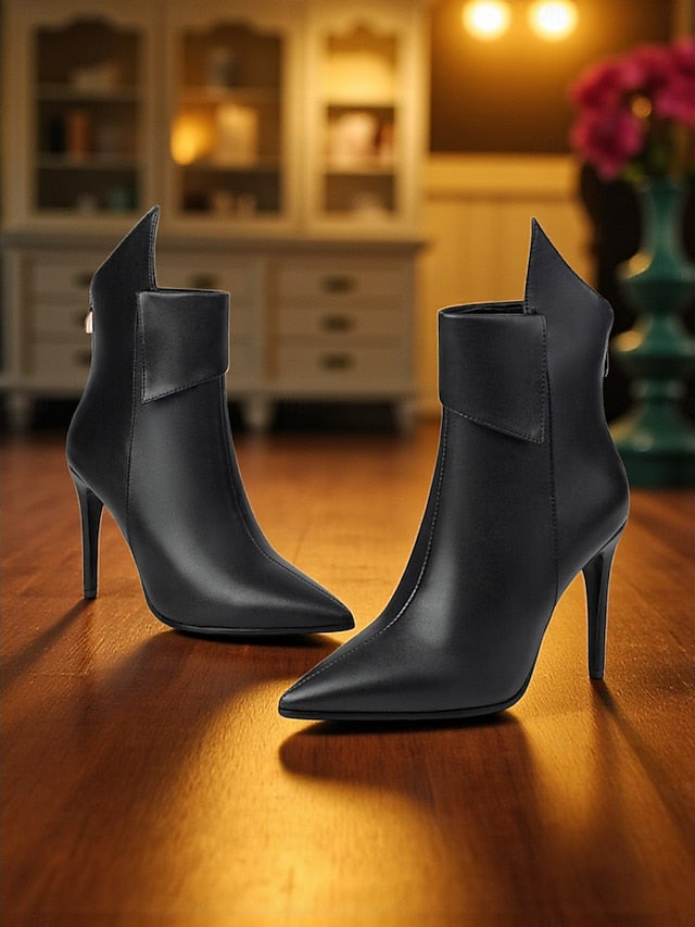 Women's Gold Boots Metallic Stiletto Pointed - Toe Ankle