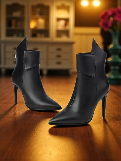 Women's Gold Boots Metallic Stiletto Pointed - Toe Ankle