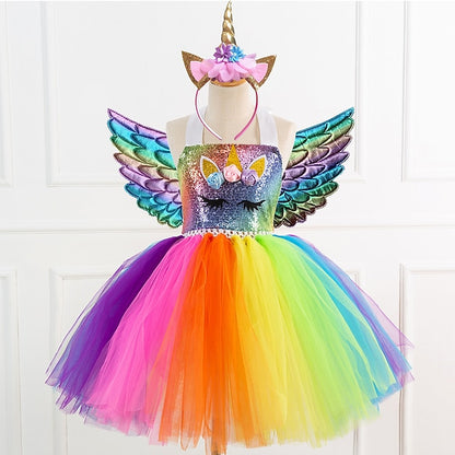 Dance Headband Movie Wings Cosplay Dress Girls' Unicorn