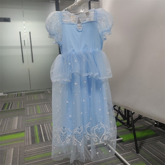 Princess Girl Elsa Frozen Dress Cosplay Cloak Flower