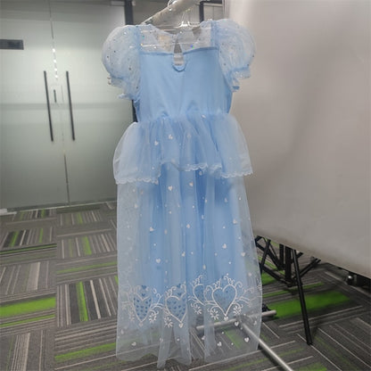 Princess Girl Elsa Frozen Dress Cosplay Cloak Flower