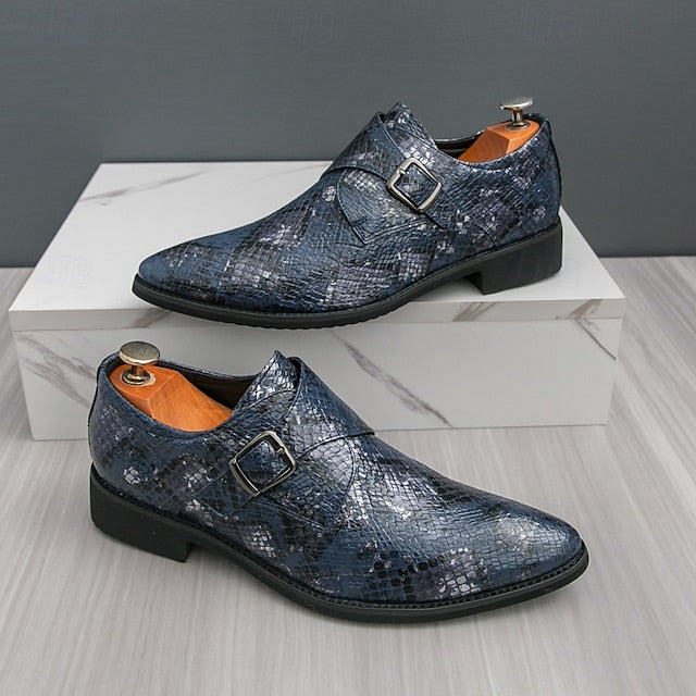 Snake Brown Strap Print Formal Classic Shoes Men – Monk for