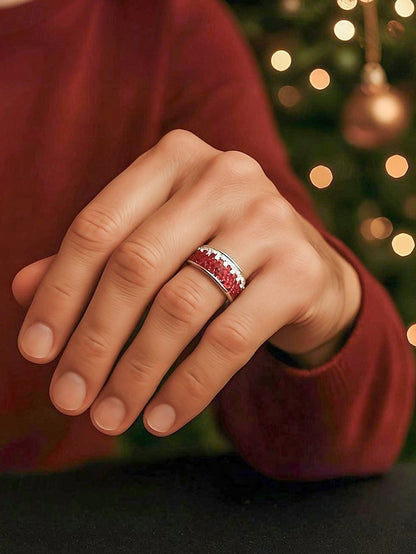 Red Stylish Ring Stainless Steel Christmas Men's –
