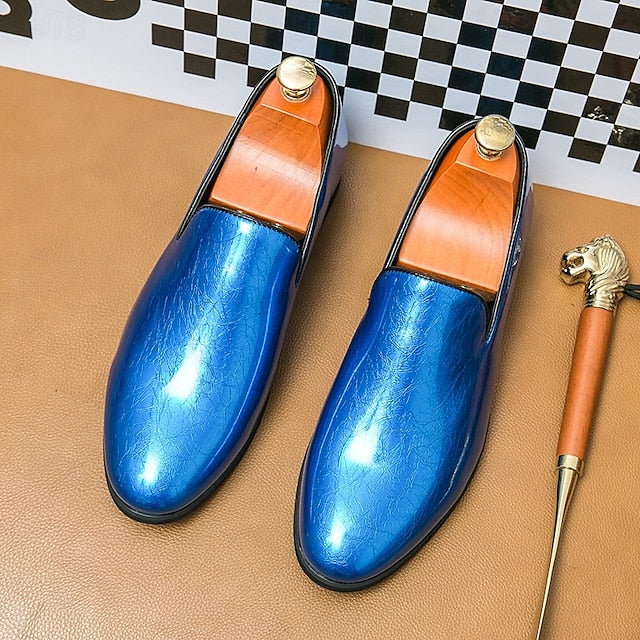 Men's Loafers Fashionable Gold – Metallic Slip-On Shiny