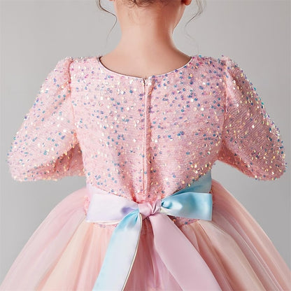 Girl Girls' Long Kids Solid Dress Color Party Flower