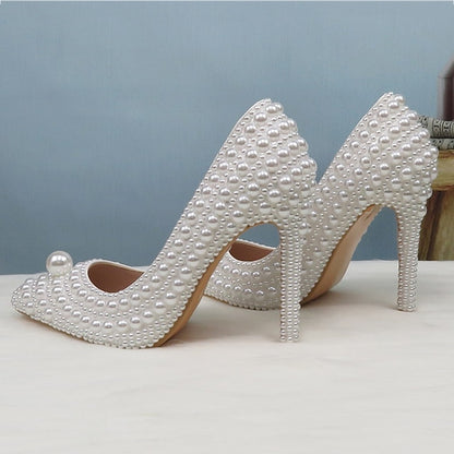 Purse Heels and White Round Stiletto Pearl Set Pearl-Embellished