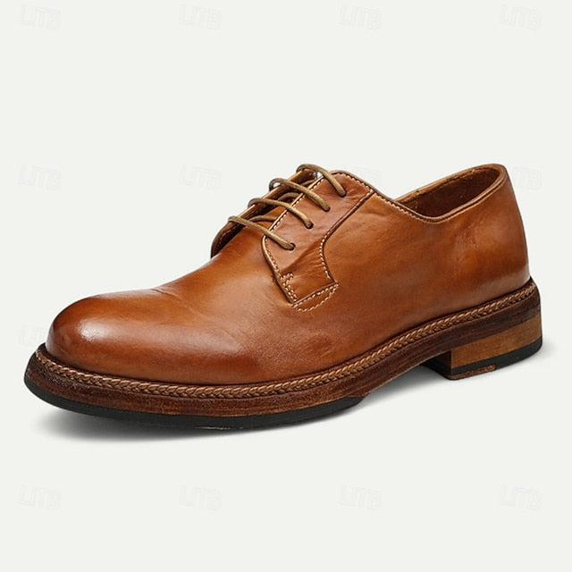 Goodyear Men's Clean with Derby Shoes Welt Leather and Tan