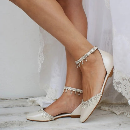 Elegant Wedding White with Shoes Women's Flats – Bridal