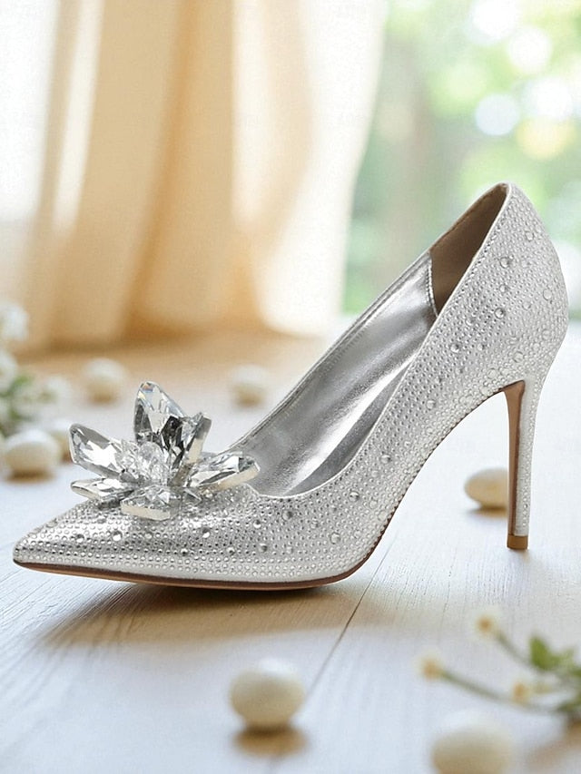 Women's Gold - High Embellished Heel Pumps Sparkly Crystal
